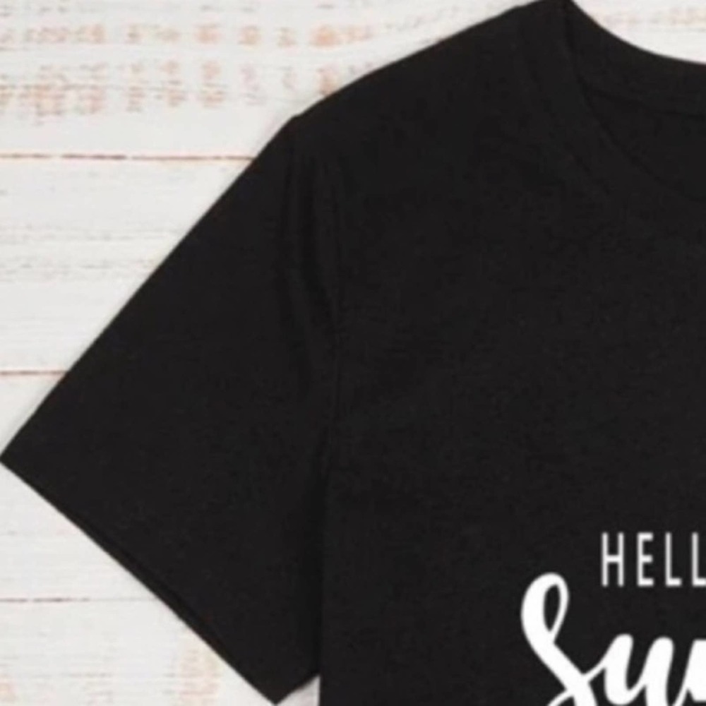 ❌Not For Sale❌ NEW Black Cotton T-Shirt Hello Sunshine Slogan Tee - Picture 4 of 6